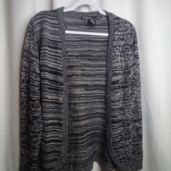 Ashley by 26 International Cardigan Sweater S Long Sleeve Open Front Black Gray - Picture 16 of 16